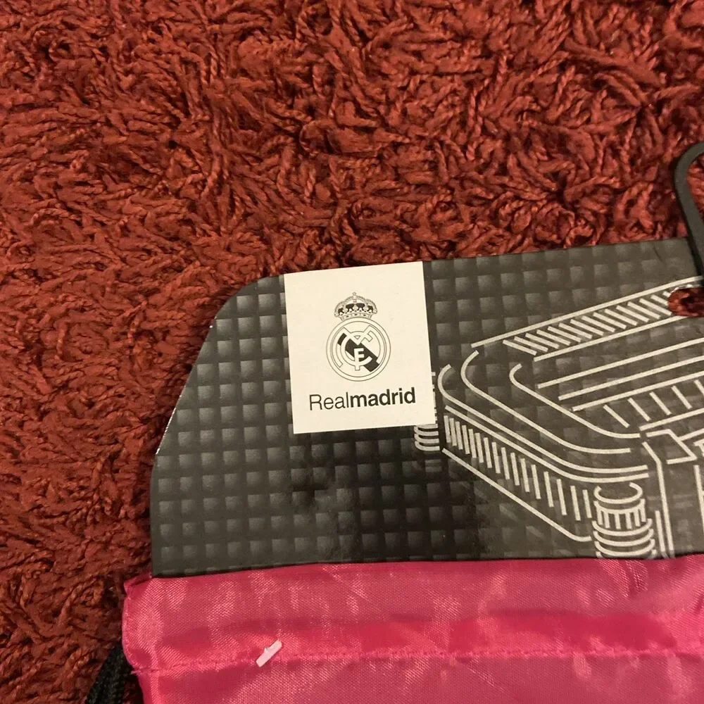 Real Madrid FC Football Pink Drawstring Cinch Bag Backpack Gym Sack Pack